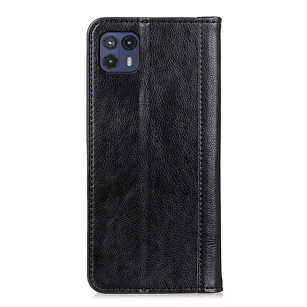 Auto-absorbed Litchi Texture Split Leather Wallet Case Hands-free Stand Cover for Motorola Moto G50 5G - Black-3