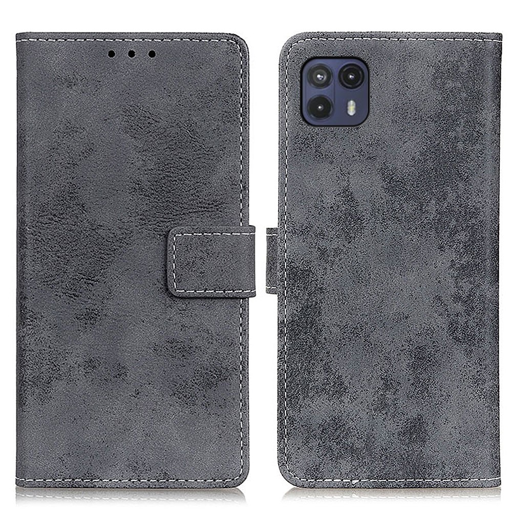 For Motorola Moto G50 5G Vintage Style PU Leather Mobile Stand Case Wallet Design Phone Case - Grey-1