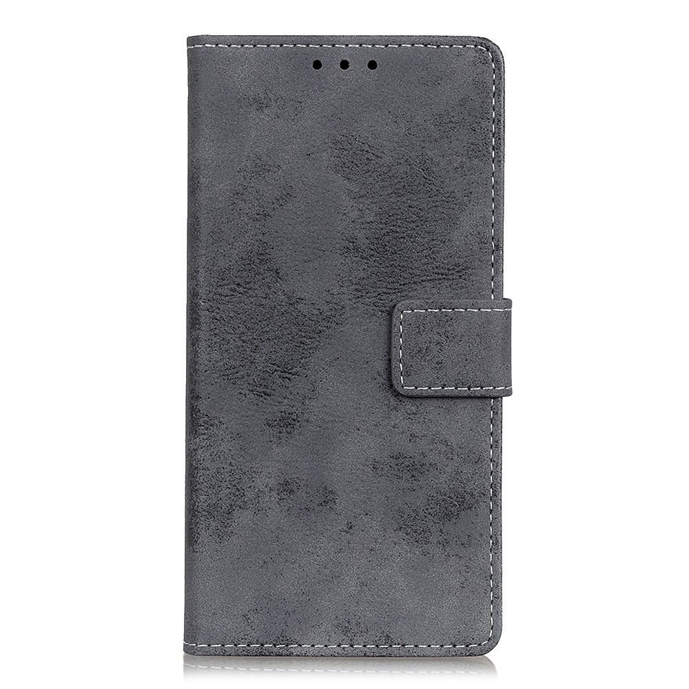 For Motorola Moto G50 5G Vintage Style PU Leather Mobile Stand Case Wallet Design Phone Case - Grey-2