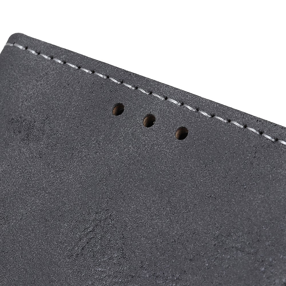 For Motorola Moto G50 5G Vintage Style PU Leather Mobile Stand Case Wallet Design Phone Case - Grey-9