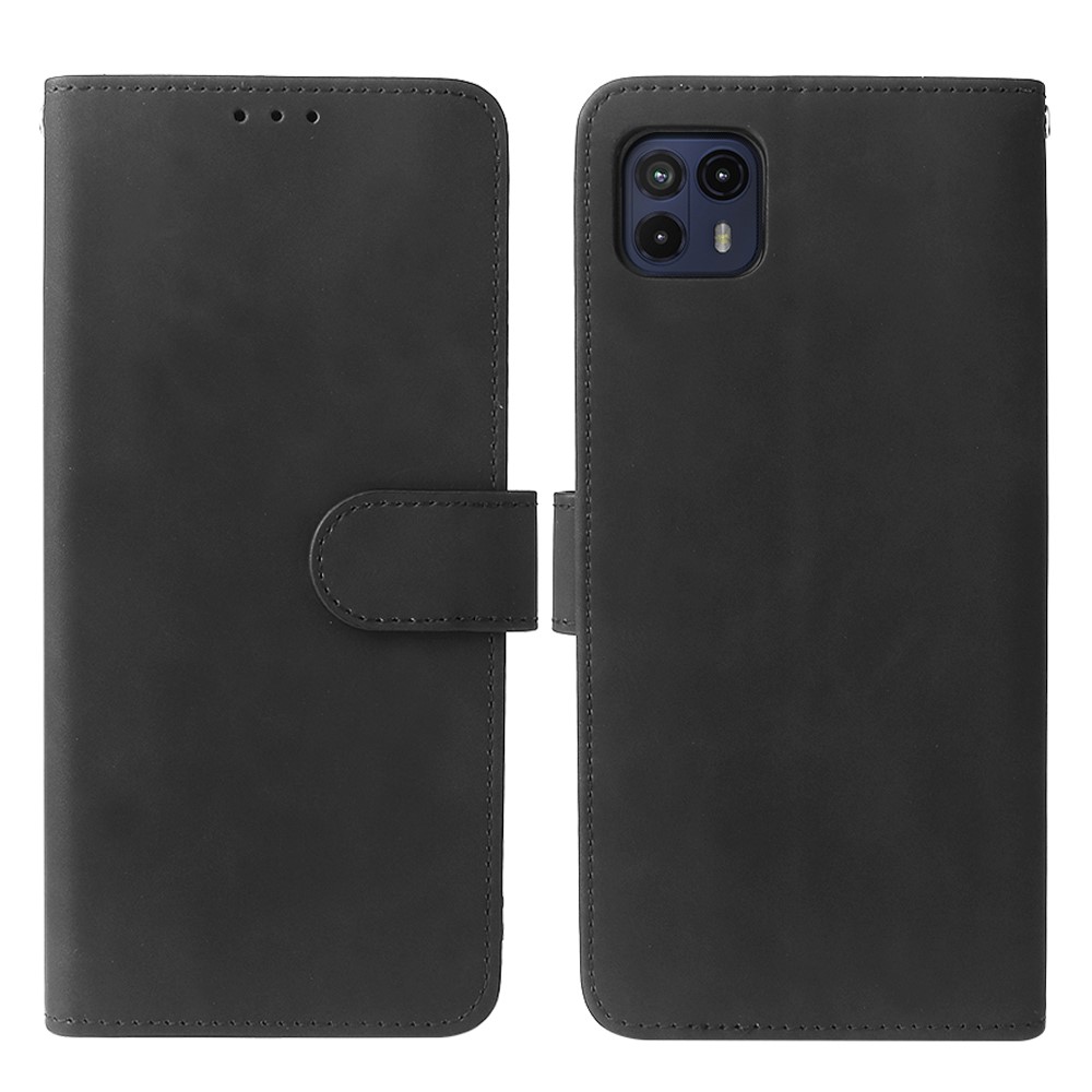 Skin-touch Feeling PU Leather Wallet Phone Case Flip Stand Protective Cover with Strap for Motorola Moto G50 5G - Black-1