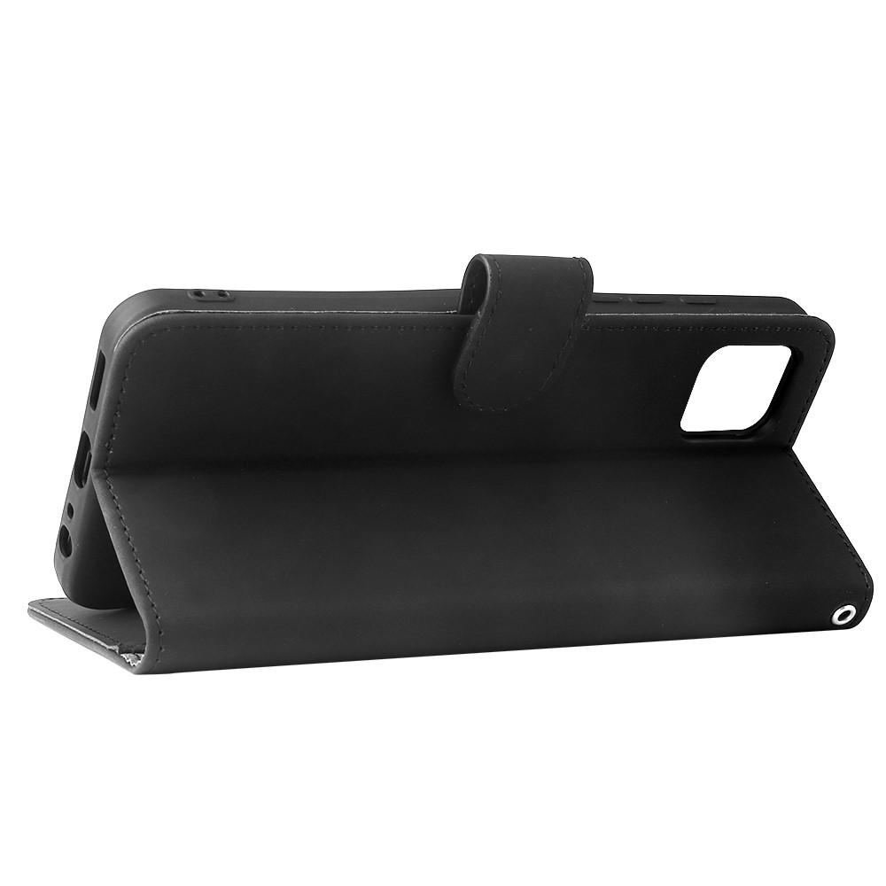 Skin-touch Feeling PU Leather Wallet Phone Case Flip Stand Protective Cover with Strap for Motorola Moto G50 5G - Black-5
