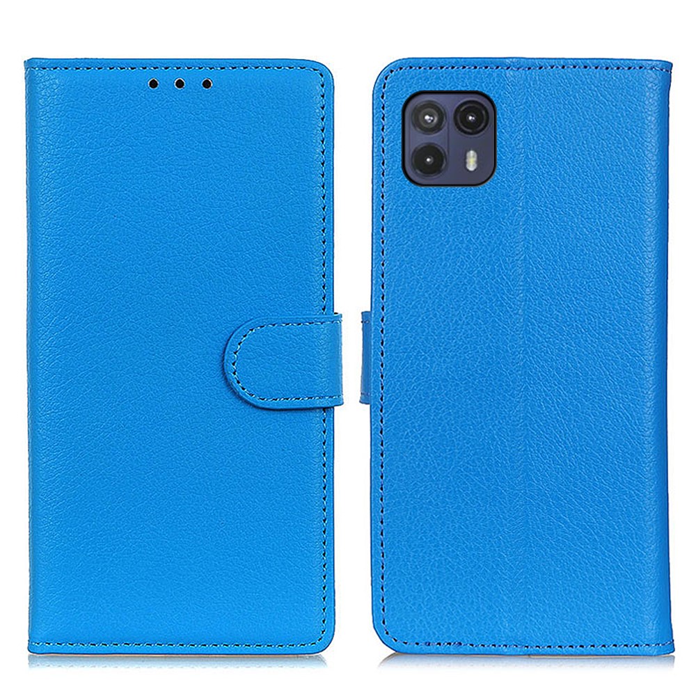 Full Protection Litchi Texture PU Leather Wallet Flip Protective Phone Case with Magnetic Closure for Motorola Moto G50 5G - Blue-1