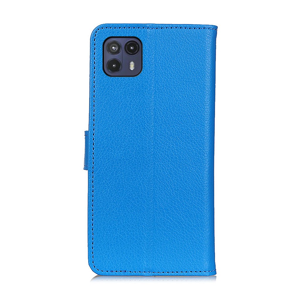 Full Protection Litchi Texture PU Leather Wallet Flip Protective Phone Case with Magnetic Closure for Motorola Moto G50 5G - Blue-3