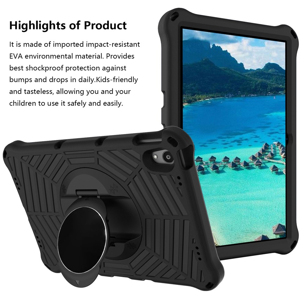 Spider Web Texture Heat Dissipation Anti-Drop Impact-Resistant Tablet Case Kickstand EVA Cover with Shoulder Strap for Lenovo Tab P11 TB-J606F 11-inch - Black-2