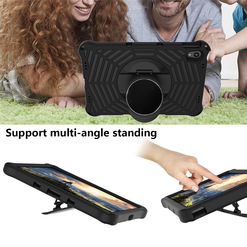 Spider Web Texture Heat Dissipation Anti-Drop Impact-Resistant Tablet Case Kickstand EVA Cover with Shoulder Strap for Lenovo Tab P11 TB-J606F 11-inch - Black-5