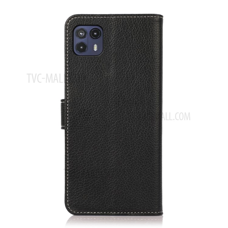 Litchi Texture All-round Protection PU Leather Stand Phone Case Cover for Motorola Moto G50 5G - Black-3