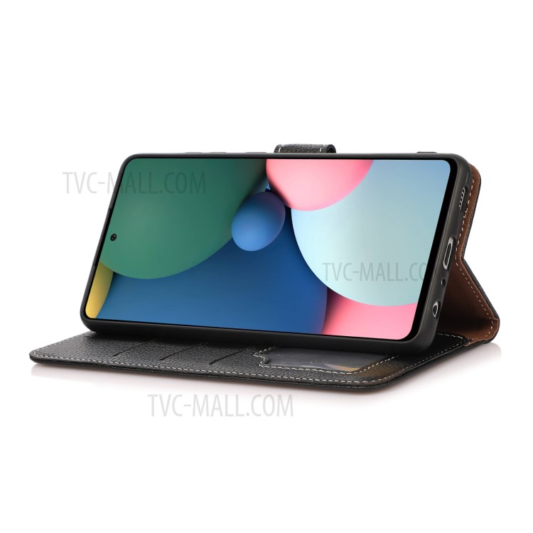Litchi Texture All-round Protection PU Leather Stand Phone Case Cover for Motorola Moto G50 5G - Black-5