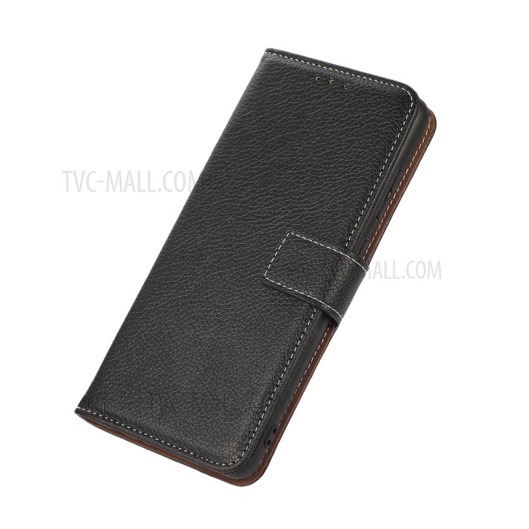 Litchi Texture All-round Protection PU Leather Stand Phone Case Cover for Motorola Moto G50 5G - Black-8