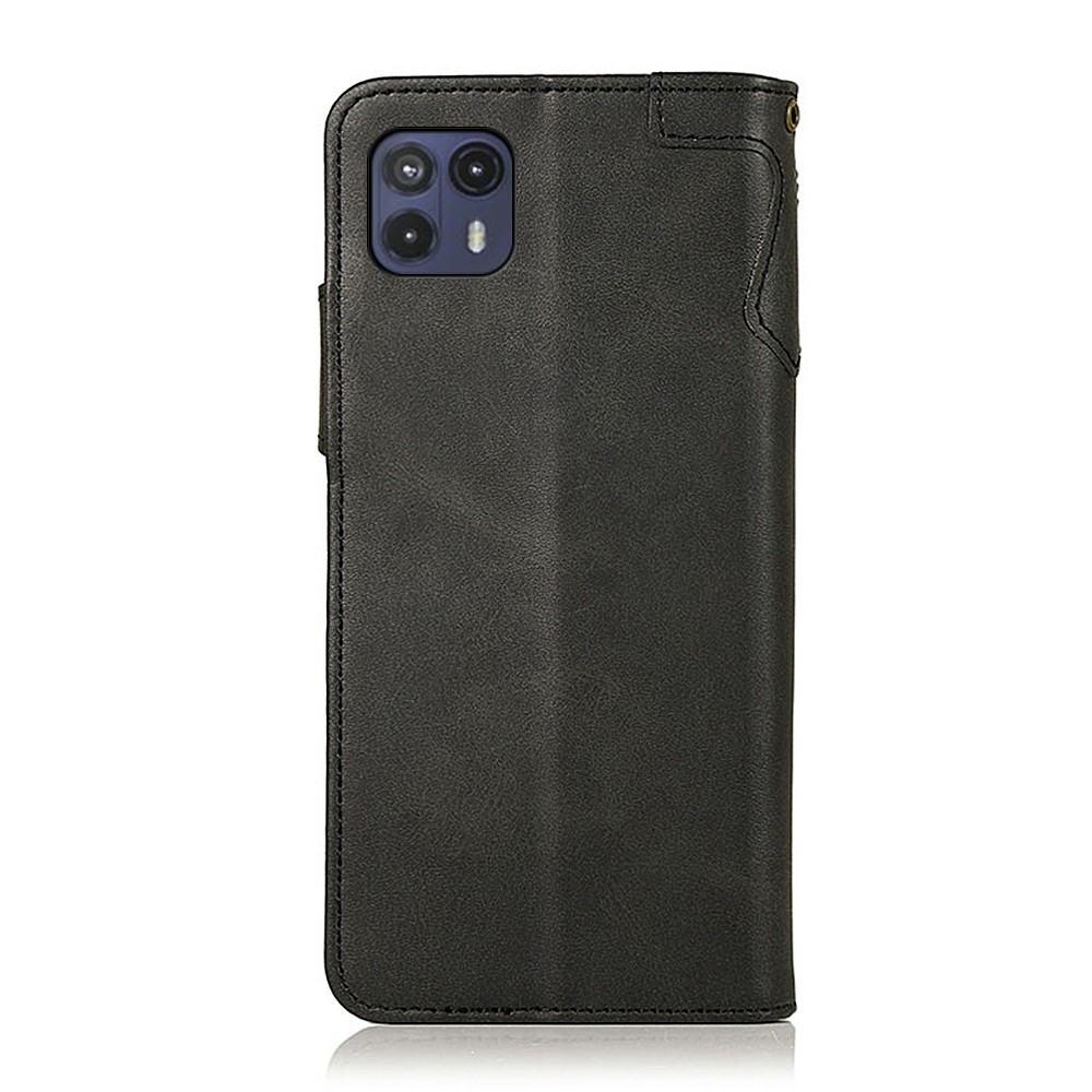 KHAZNEH PU Leather Wallet Stand Full Protection Phone Case Cover with Wrist Strap for Motorola Moto G50 5G - Black-3