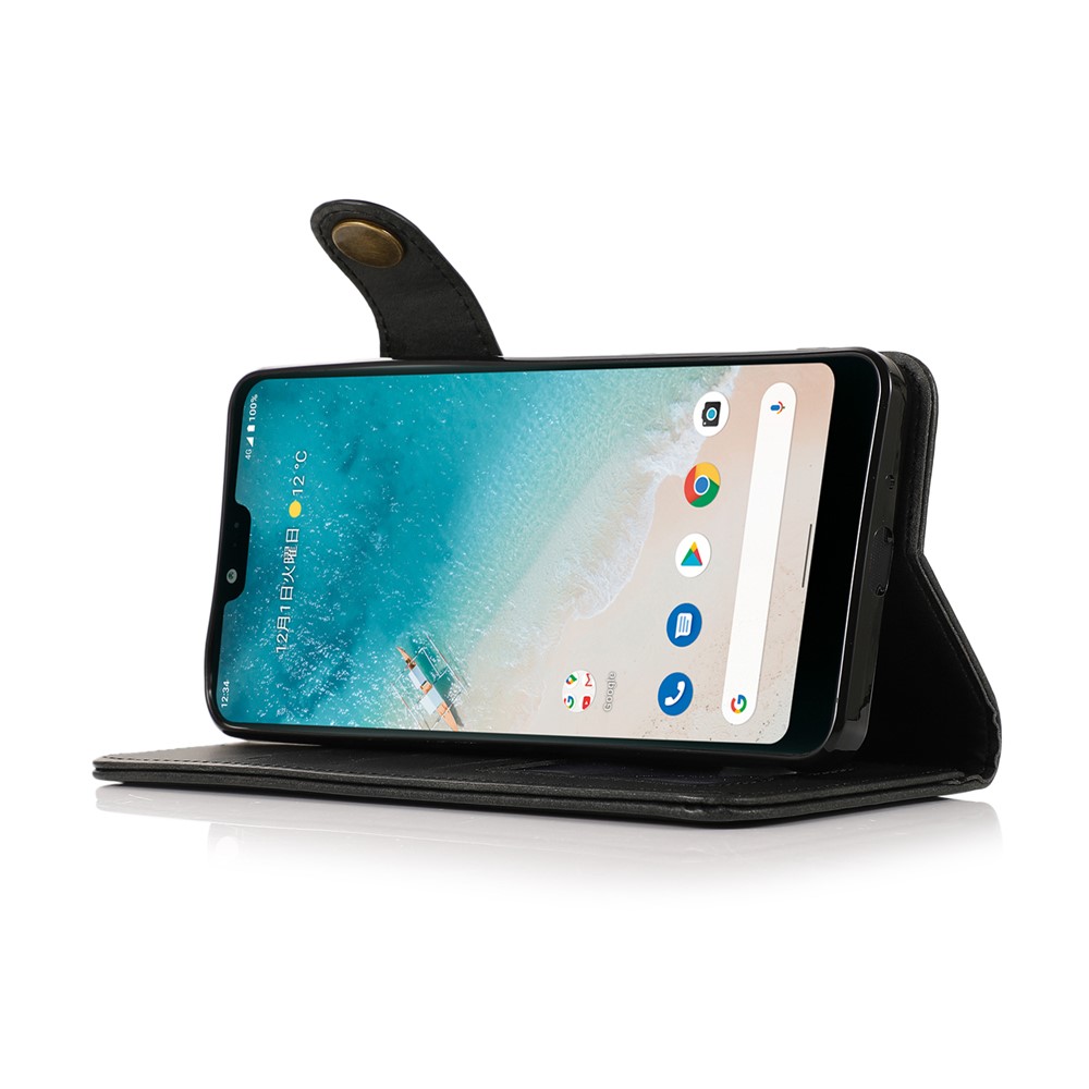 KHAZNEH PU Leather Wallet Stand Full Protection Phone Case Cover with Wrist Strap for Motorola Moto G50 5G - Black-4