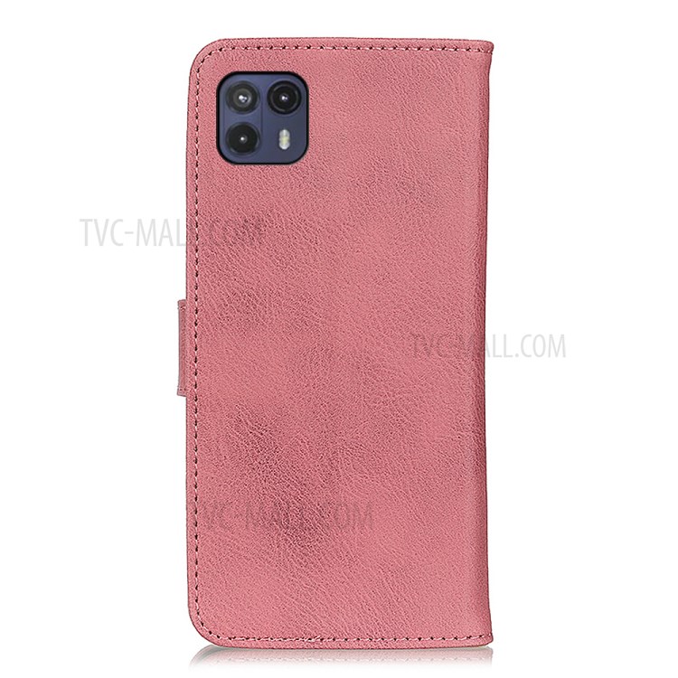 KHAZNEH Scratch-resistant PU Leather Phone Shell Case with Wallet Stand for Motorola Moto G50 5G - Pink-3