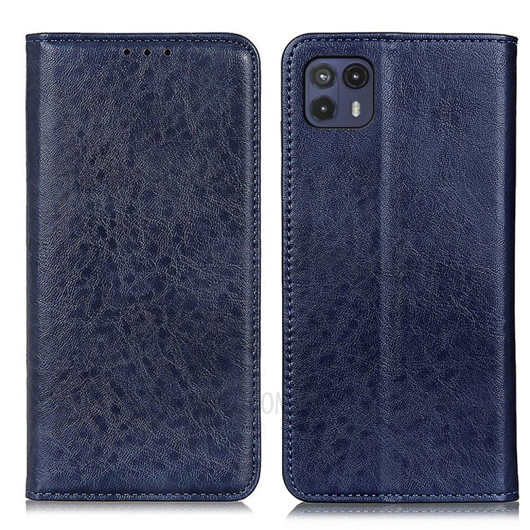 Crazy Horse Texture Magnetic Absorption Stand Wallet Leather Phone Cover Case for Motorola Moto G50 5G - Blue-1