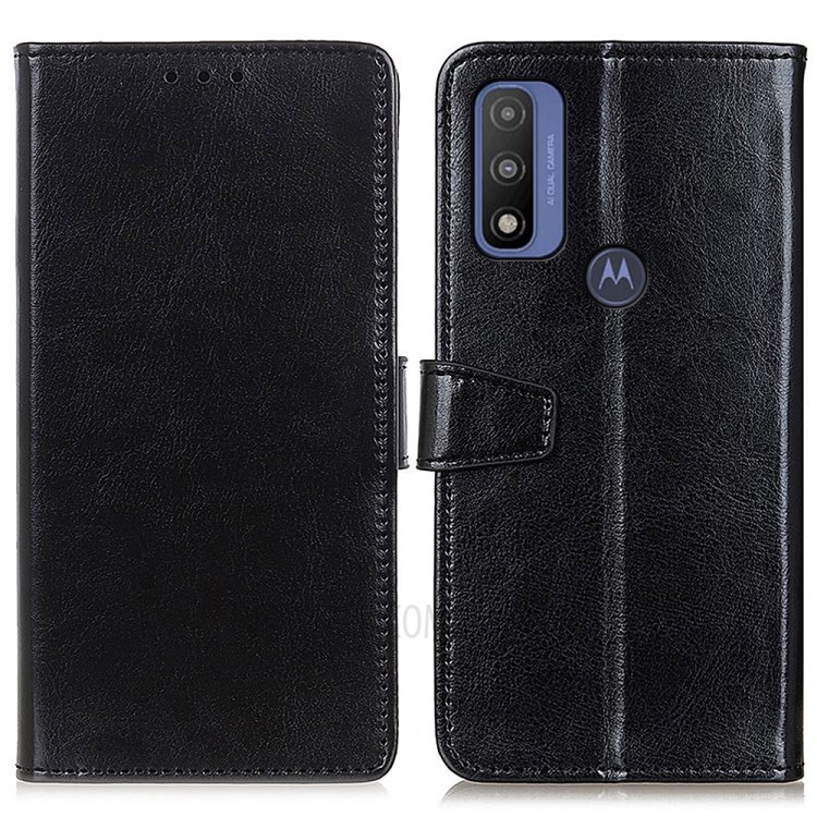 PU Leather Wallet Phone Stand Case Protective Cover for Motorola G Pure - Black-1