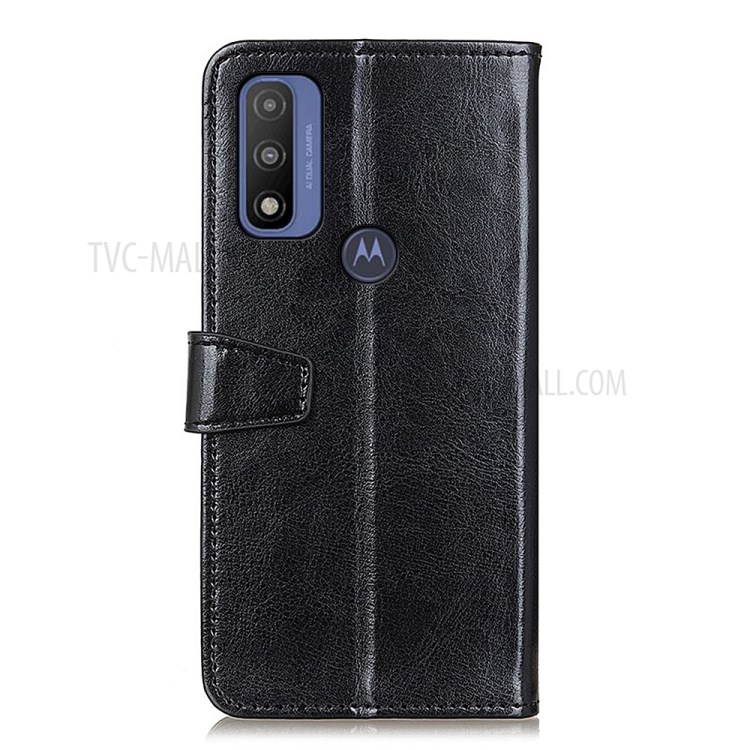 PU Leather Wallet Phone Stand Case Protective Cover for Motorola G Pure - Black-3
