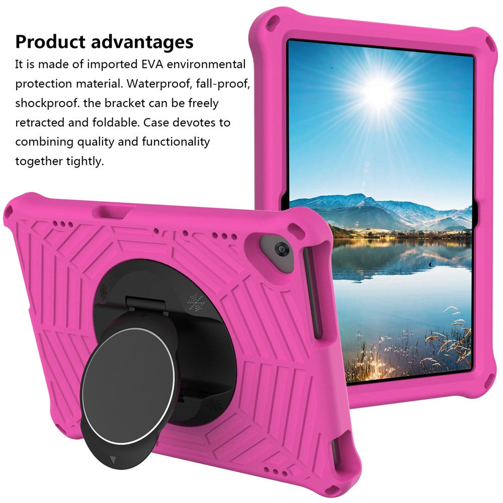 Spider Web Texture Tablet Case Kickstand EVA Cover with Shoulder Strap for Lenovo M10 FHD REL TB-X605FC/TB-X605LC 10.1-inch - Rose-3