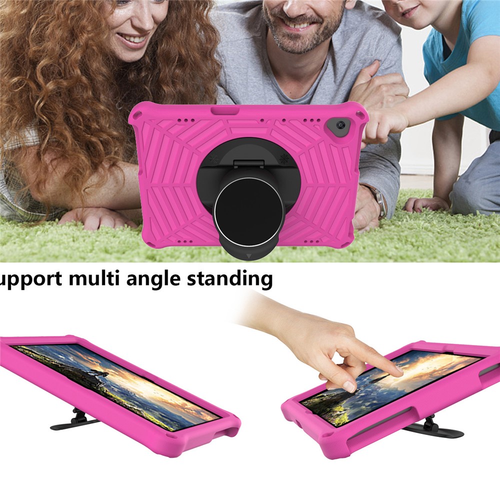 Spider Web Texture Tablet Case Kickstand EVA Cover with Shoulder Strap for Lenovo M10 FHD REL TB-X605FC/TB-X605LC 10.1-inch - Rose-5