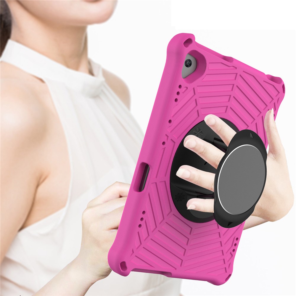 Spider Web Texture Tablet Case Kickstand EVA Cover with Shoulder Strap for Lenovo M10 FHD REL TB-X605FC/TB-X605LC 10.1-inch - Rose-6