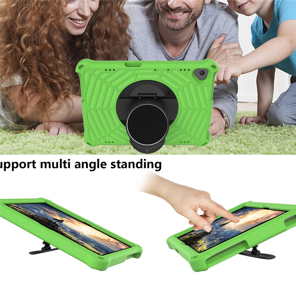 Spider Web Texture Scratch-resistant EVA Smart Tablet Case Cover with Kickstand and Shoulder Strap for Lenovo Tab M10 TB-X505F/TB-X605F 10.1-inch - Green-5
