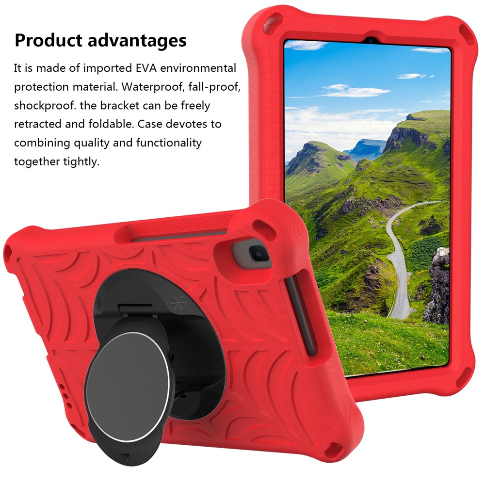 Stylish Spider Web Texture EVA Tablet Case Kickstand Cover Shell with Shoulder Strap for Lenovo Tab M8 (1st Gen) TB-8505/M8 (2nd Gen) TB-8705/M8 (3rd Gen) TB-8506 - Red-3