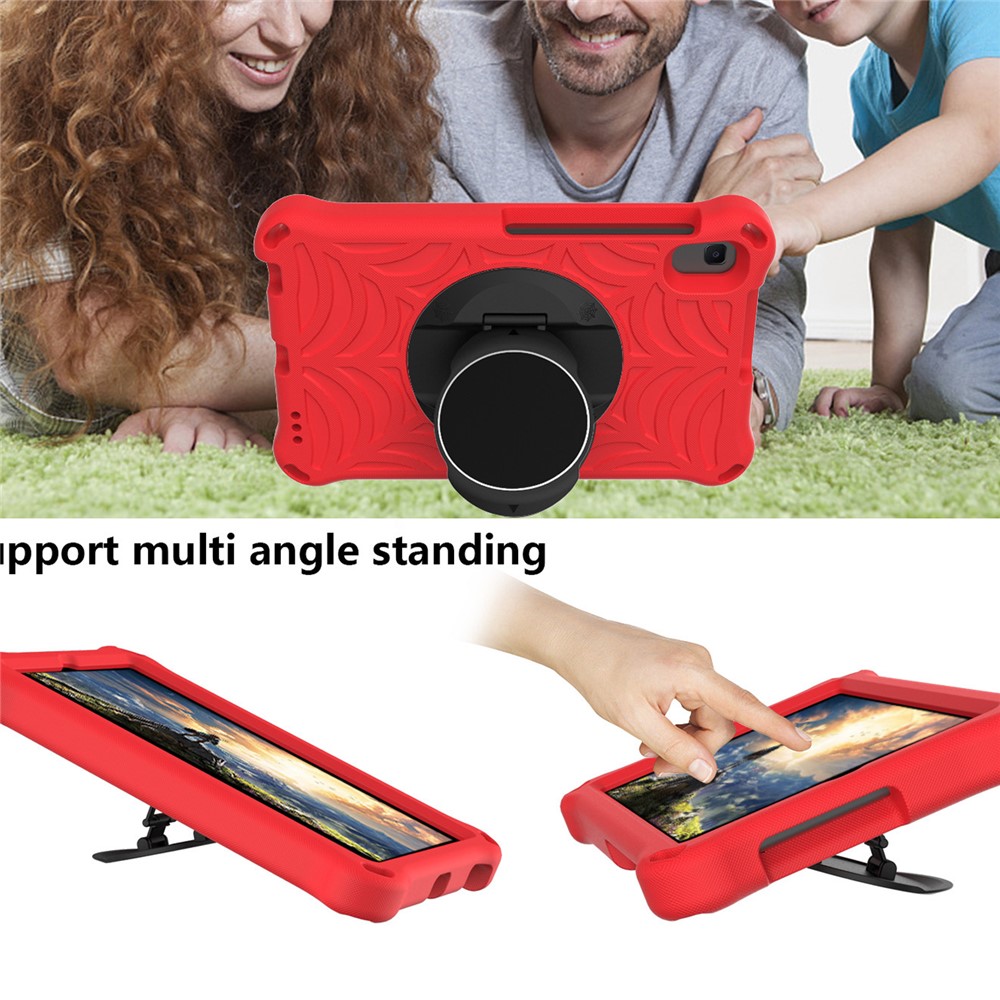 Stylish Spider Web Texture EVA Tablet Case Kickstand Cover Shell with Shoulder Strap for Lenovo Tab M8 (1st Gen) TB-8505/M8 (2nd Gen) TB-8705/M8 (3rd Gen) TB-8506 - Red-5