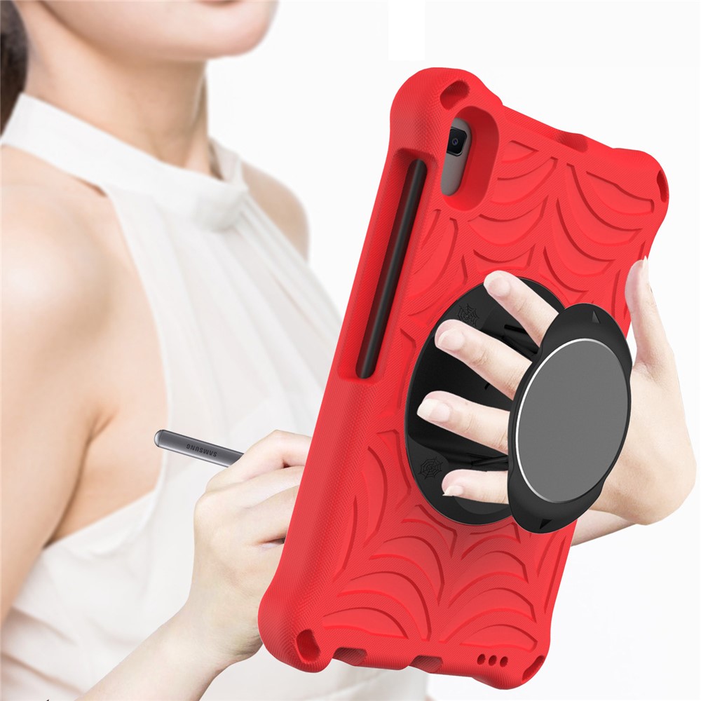 Stylish Spider Web Texture EVA Tablet Case Kickstand Cover Shell with Shoulder Strap for Lenovo Tab M8 (1st Gen) TB-8505/M8 (2nd Gen) TB-8705/M8 (3rd Gen) TB-8506 - Red-6