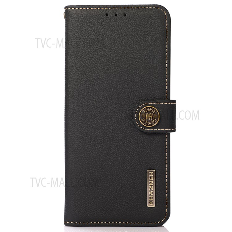 KHAZNEH RFID Blocking Anti Theft Swiping Design Genuine Leather Phone Case Cover with Wallet Stand for Motorola G Pure - Black-2