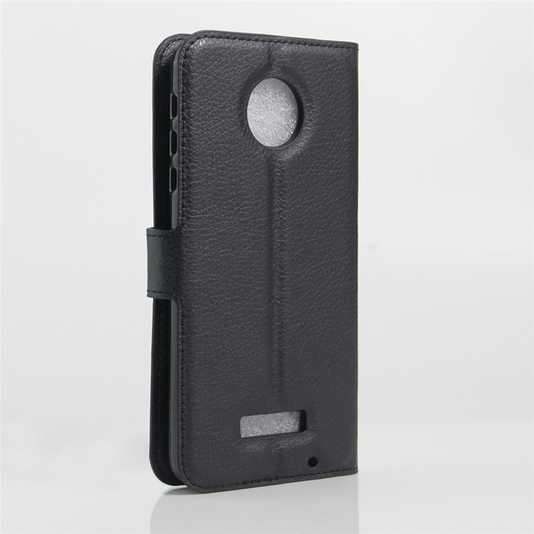 Litchi Skin Leather Wallet Case for Motorola Moto Z Play - Black-3