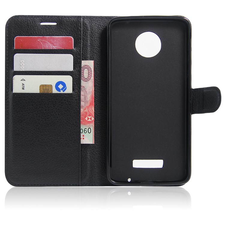 Litchi Skin Leather Wallet Case for Motorola Moto Z Play - Black-4