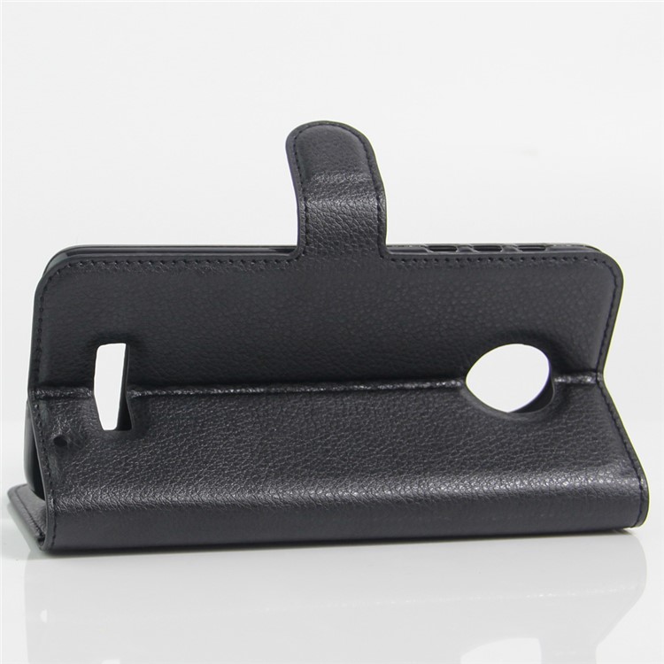Litchi Skin Leather Wallet Case for Motorola Moto Z Play - Black-6