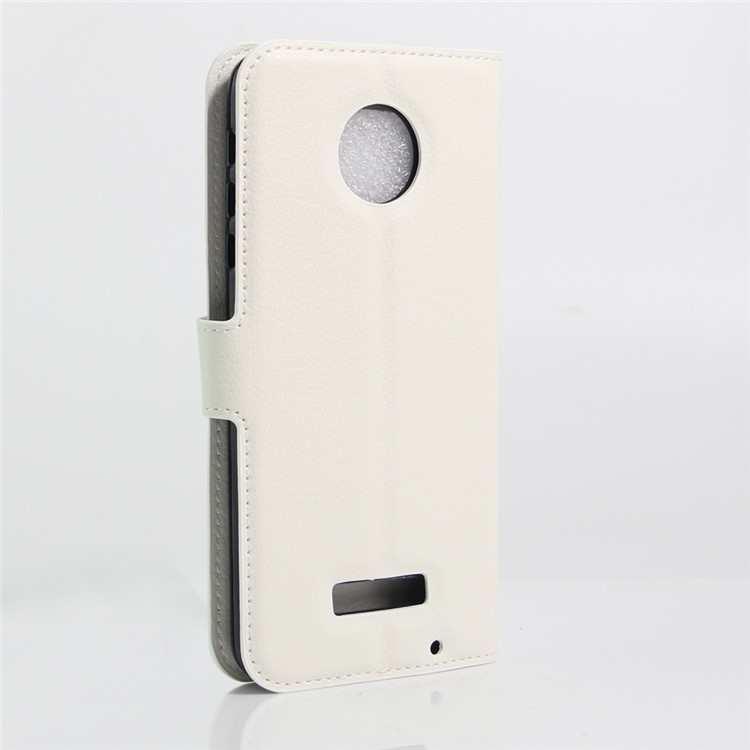 Litchi Skin Leather Wallet Cover for Motorola Moto Z Play - White-3