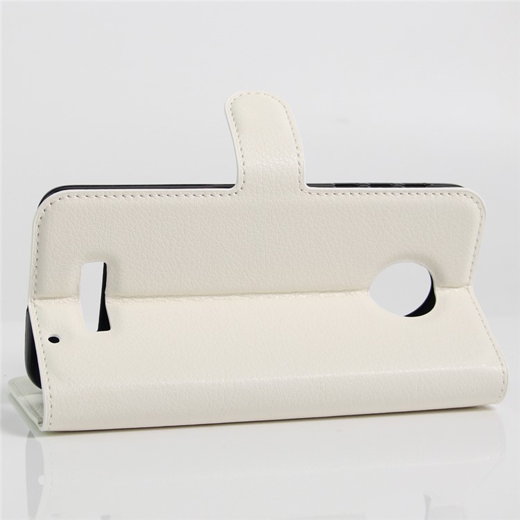 Litchi Skin Leather Wallet Cover for Motorola Moto Z Play - White-6
