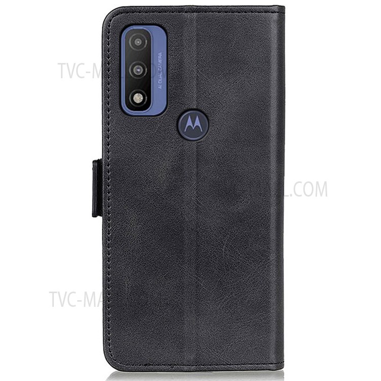 Side Magnetic Clasp PU Leather Stand Wallet Phone Case Protector for Motorola G Pure - Black-3