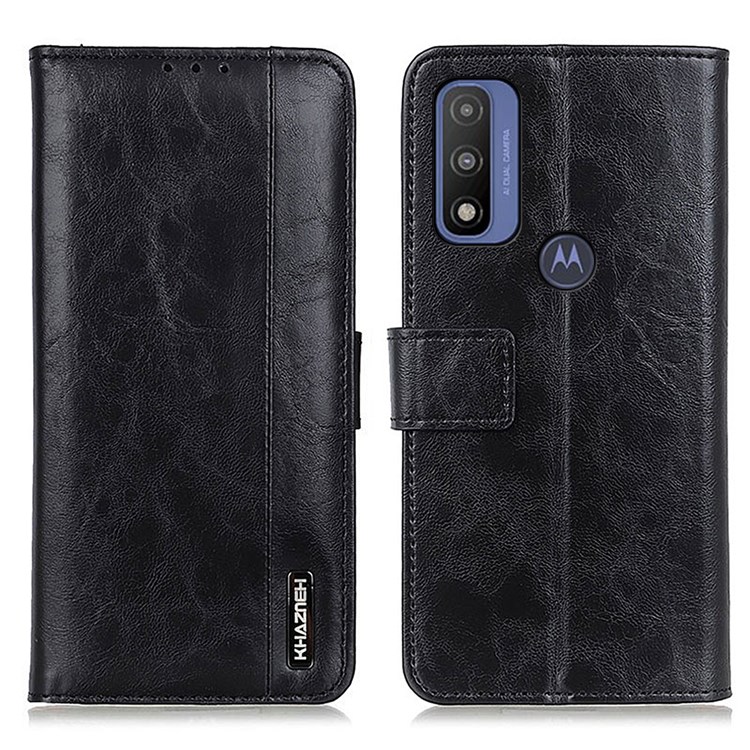 Folio Flip Stand Wallet Design PU Leather Protective Phone Case Cover for Motorola G Pure - Black-1