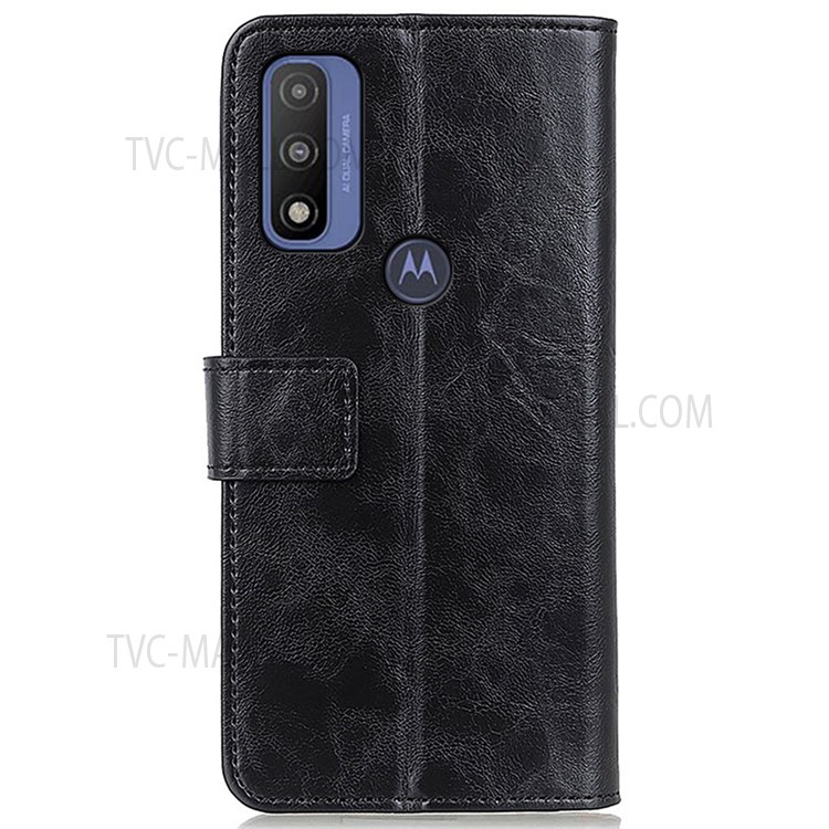 Folio Flip Stand Wallet Design PU Leather Protective Phone Case Cover for Motorola G Pure - Black-3