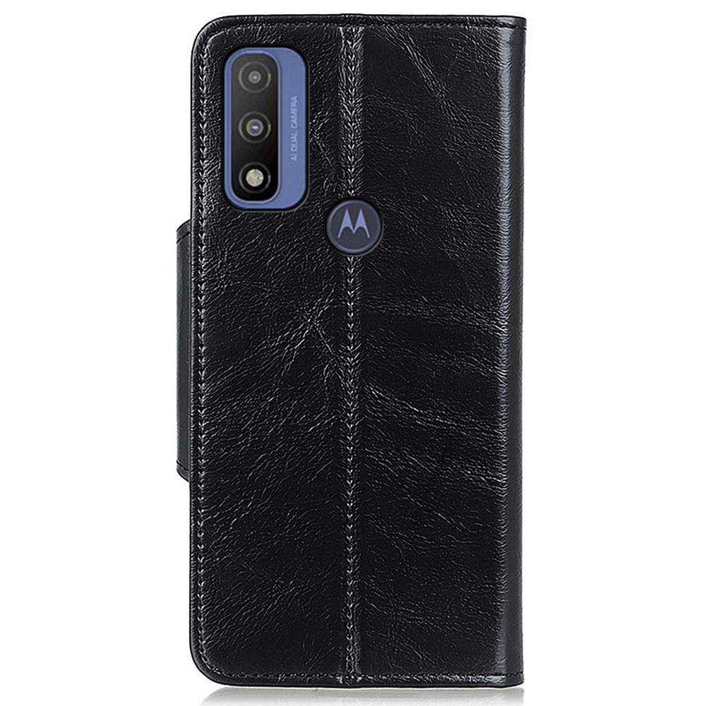 All-round Protection PU Leather Stand Wallet Phone Cover Shell for Motorola G Pure - Black-3