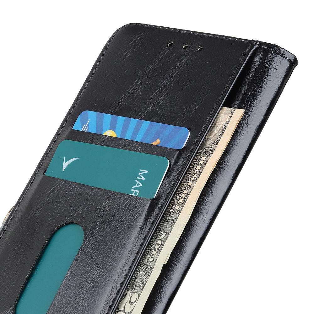 All-round Protection PU Leather Stand Wallet Phone Cover Shell for Motorola G Pure - Black-7