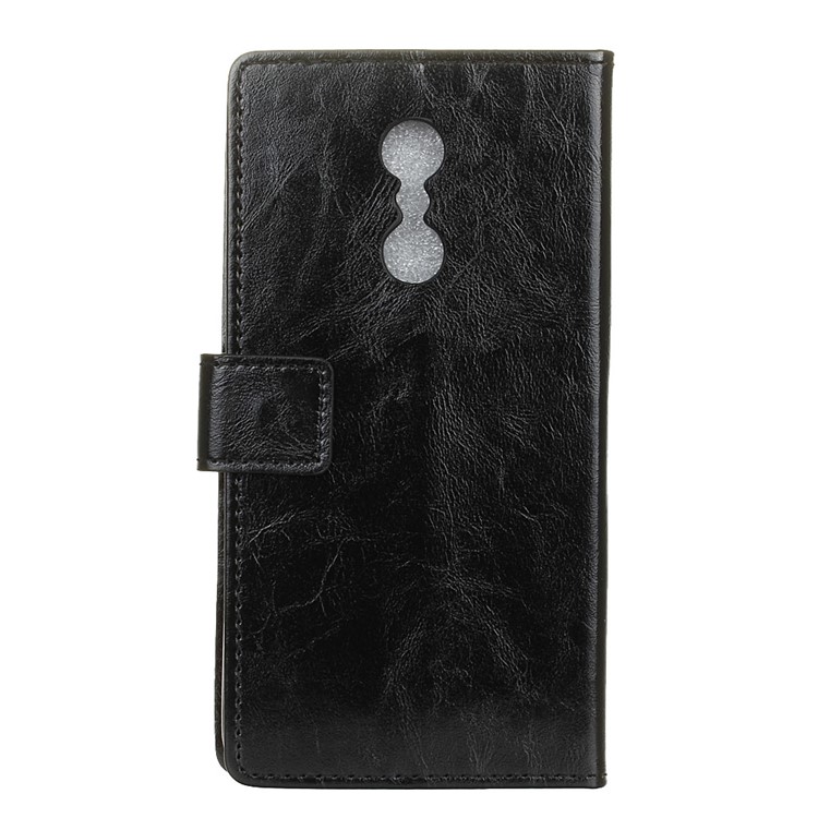 Crazy Horse Leather Wallet Stand Case for Lenovo K6 Note - Black-2