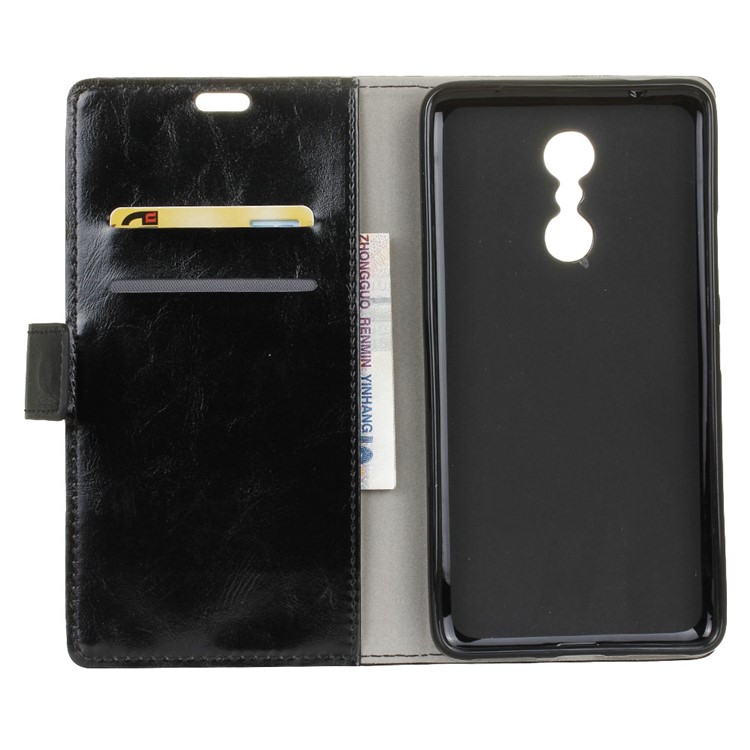 Crazy Horse Leather Wallet Stand Case for Lenovo K6 Note - Black-3