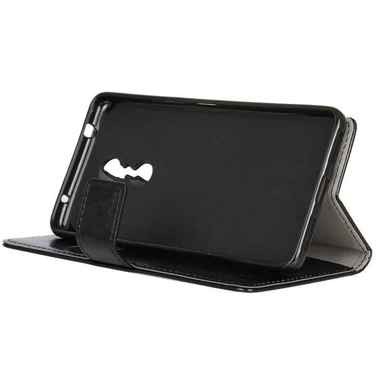 Crazy Horse Leather Wallet Stand Case for Lenovo K6 Note - Black-4