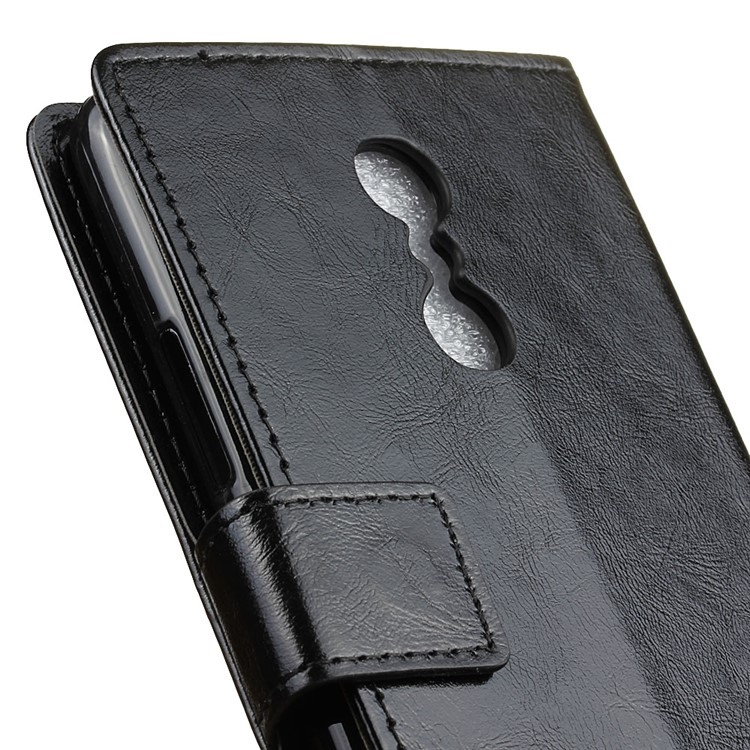 Crazy Horse Leather Wallet Stand Case for Lenovo K6 Note - Black-7