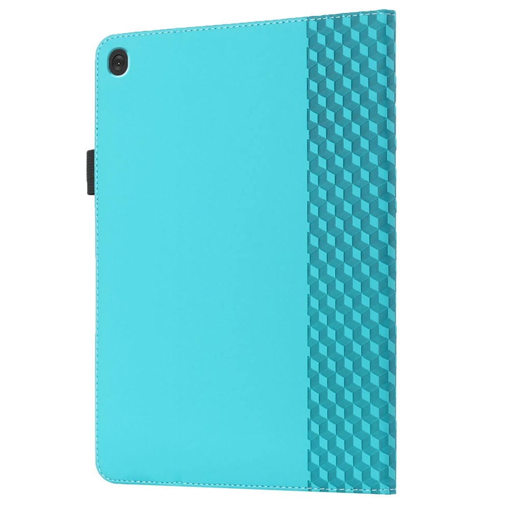 All-Inclusive Rhombus Imprinting Anti-Wear Skin-Touch PU Leather Tablet Protective Cover Case with Card Slots for Lenovo M10 FHD REL TB-X505F/X605F - Lake Blue-4