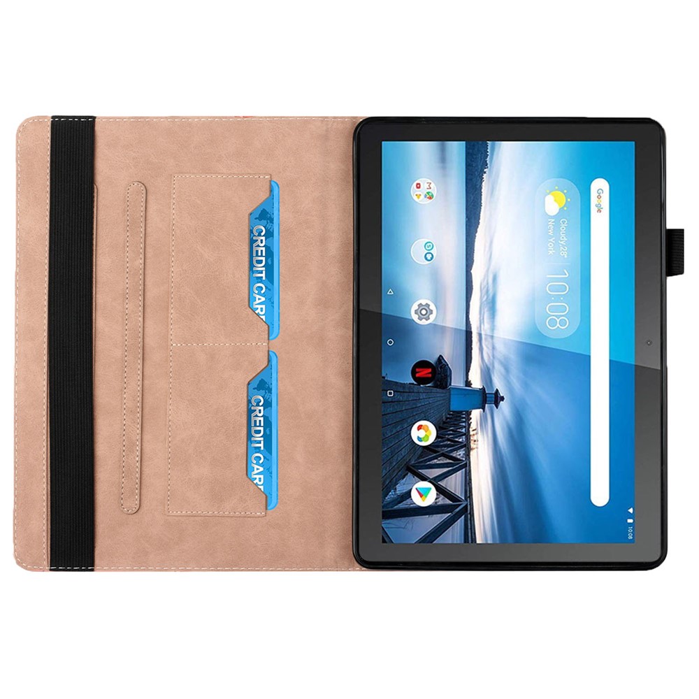 All-Inclusive Rhombus Imprinting Anti-Wear Skin-Touch PU Leather Tablet Protective Cover Case with Card Slots for Lenovo M10 FHD REL TB-X505F/X605F - Rose Gold-5