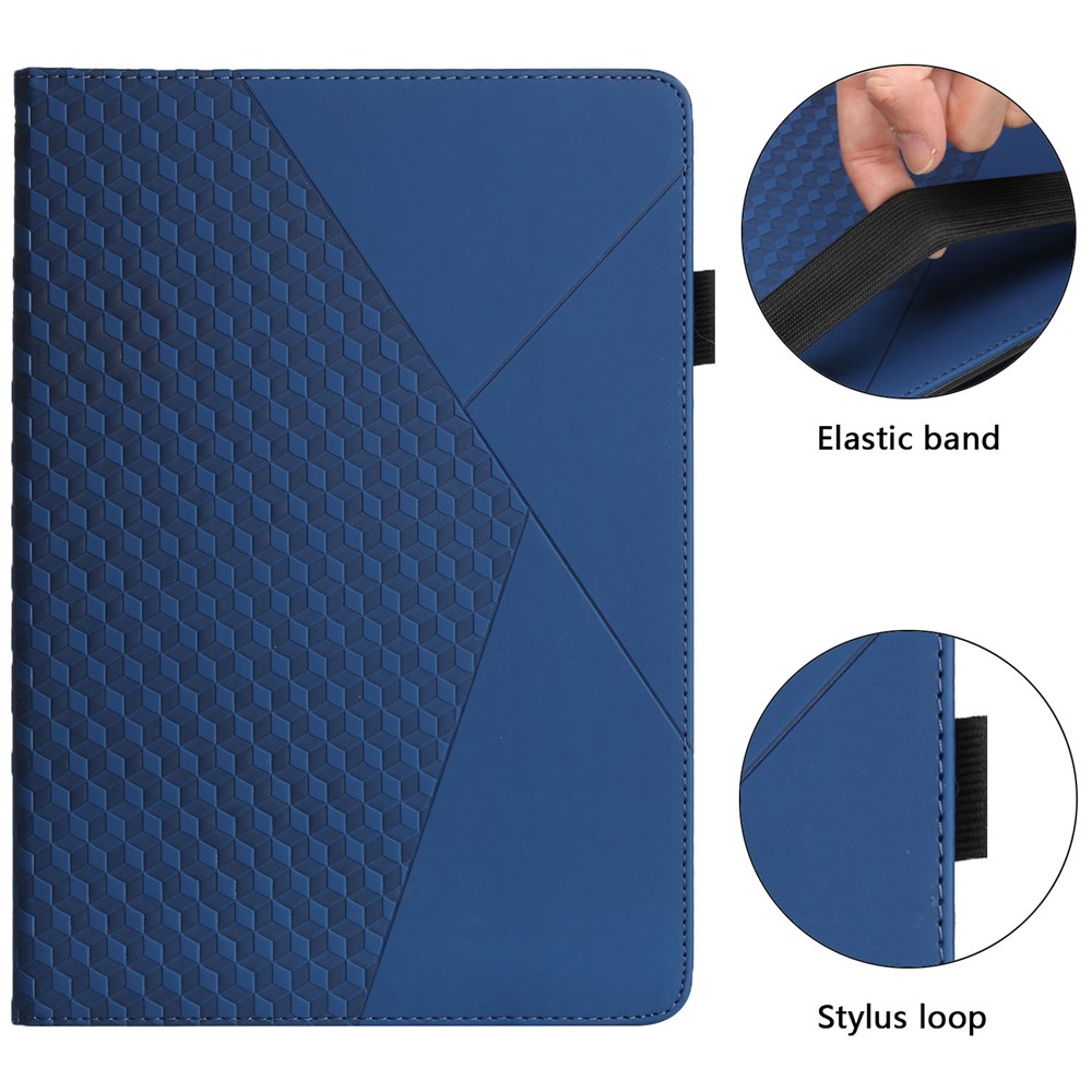 All-Inclusive Rhombus Imprinting Anti-Wear Skin-Touch PU Leather Tablet Protective Cover Case with Card Slots for Lenovo M10 FHD REL TB-X505F/X605F - Sapphire-2