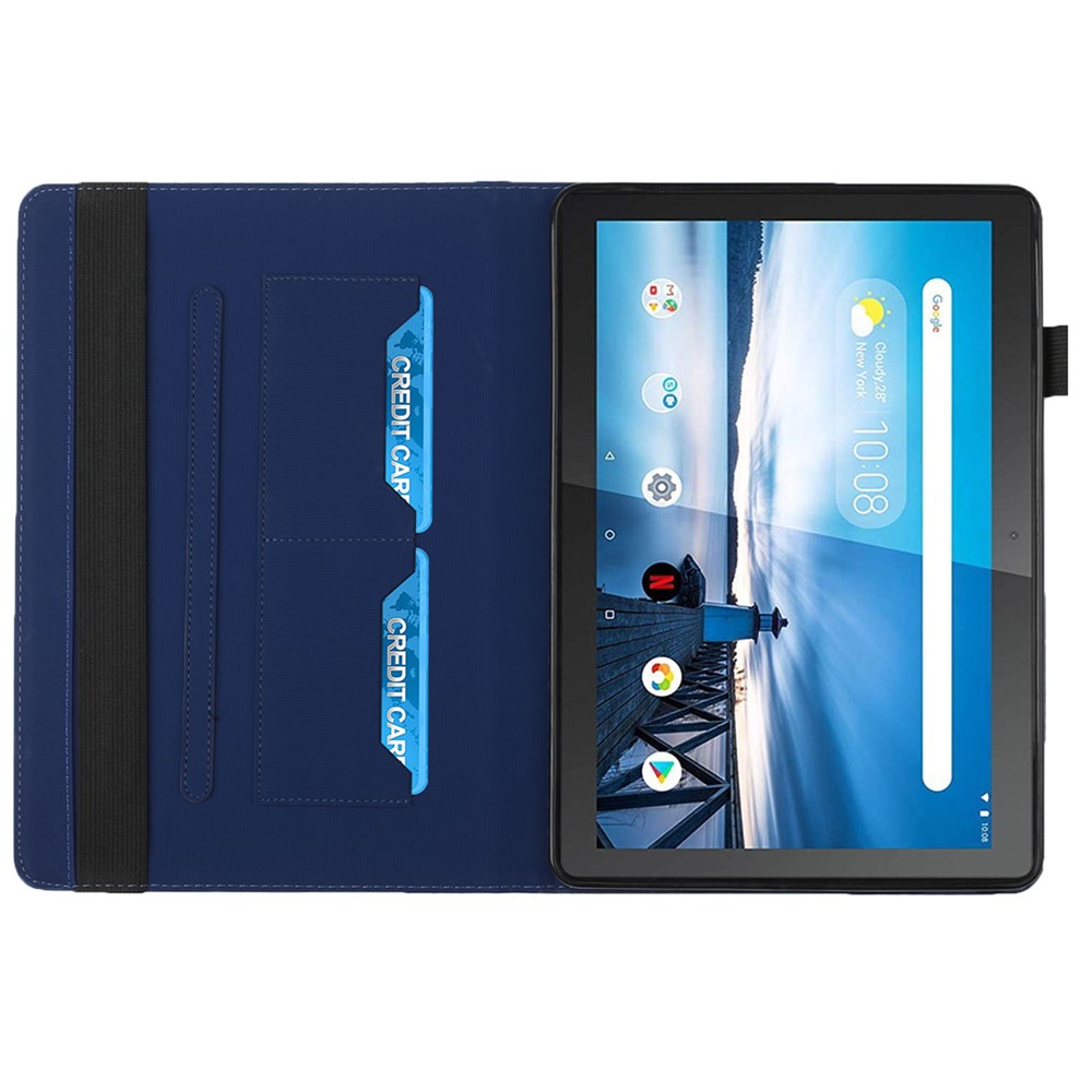 All-Inclusive Rhombus Imprinting Anti-Wear Skin-Touch PU Leather Tablet Protective Cover Case with Card Slots for Lenovo M10 FHD REL TB-X505F/X605F - Sapphire-5