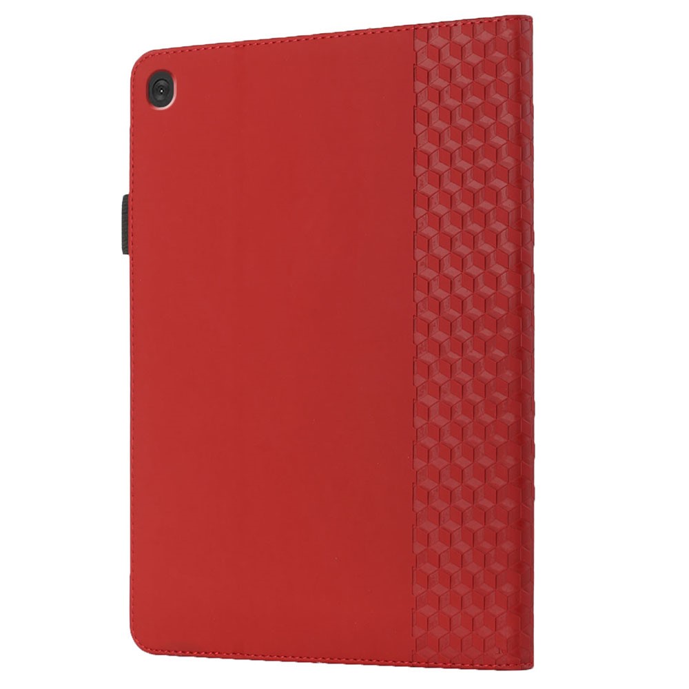 All-Inclusive Rhombus Imprinting Anti-Wear Skin-Touch PU Leather Tablet Protective Cover Case with Card Slots for Lenovo M10 FHD REL TB-X505F/X605F - Red-4