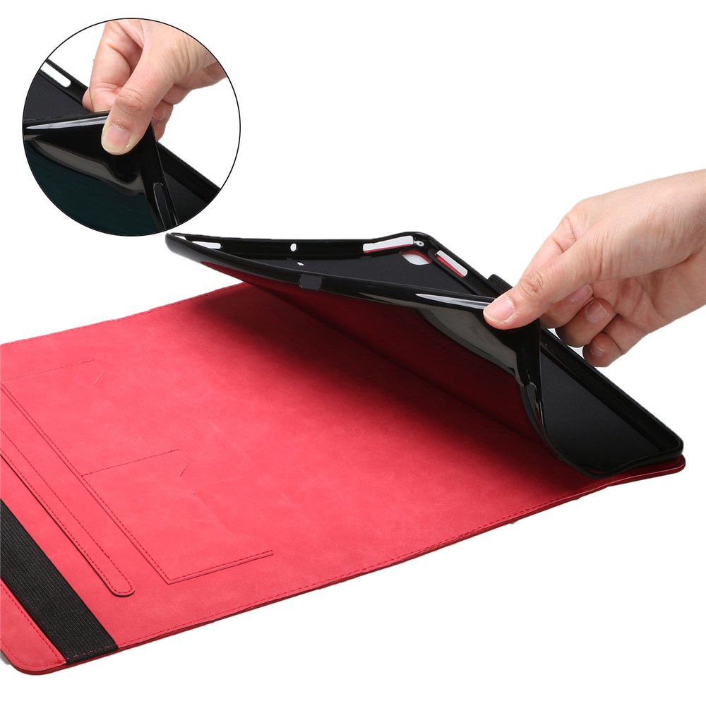 All-Inclusive Rhombus Imprinting Anti-Wear Skin-Touch PU Leather Tablet Protective Cover Case with Card Slots for Lenovo M10 FHD REL TB-X505F/X605F - Red-6