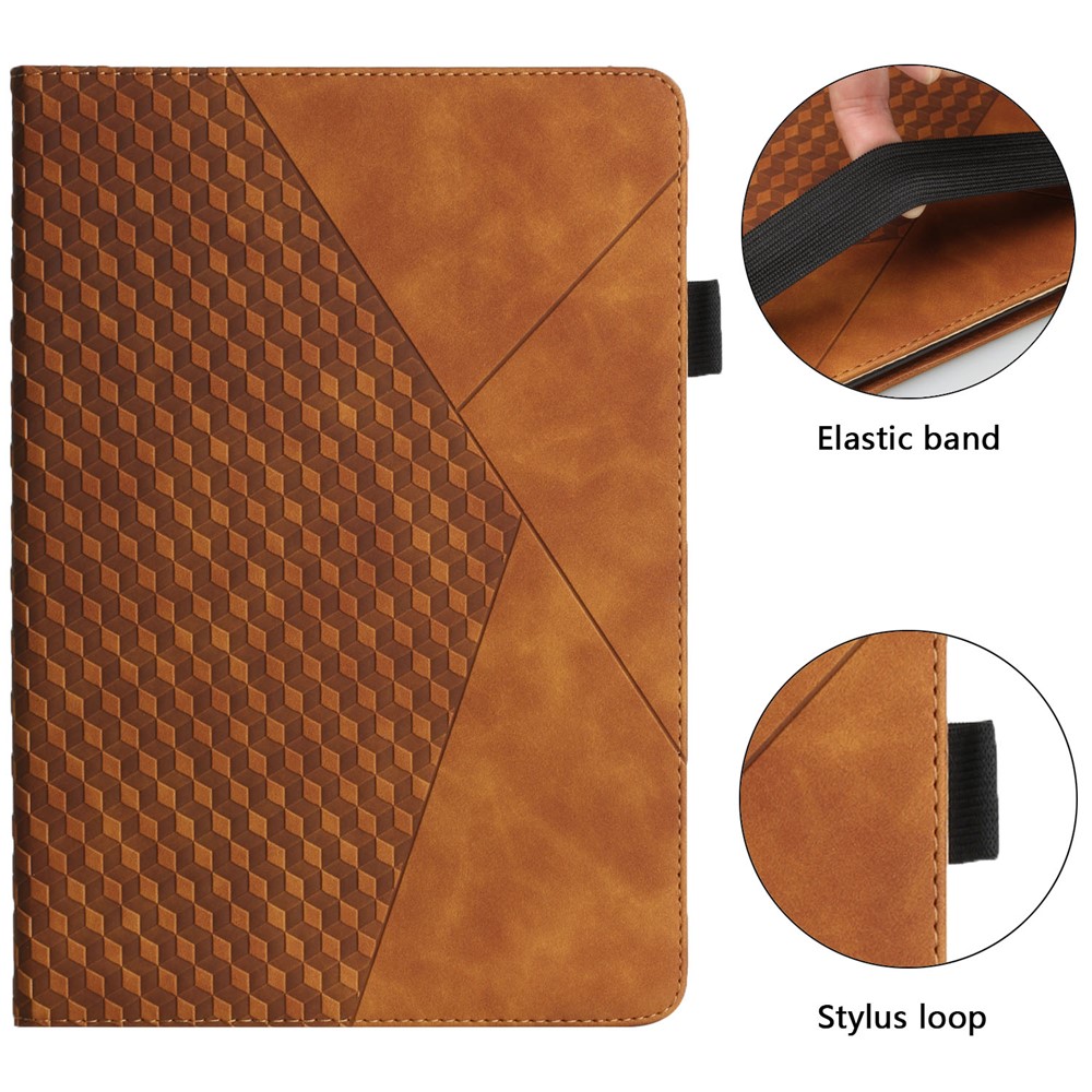Multi-Color Rhombus Imprinting Skin-Touch PU Leather Tablet Protective Cover Case with Card Slots for Lenovo Tab M8 (FHD)/Tab M8 (2nd Gen) TB-8705F/8705X/8505X - Brown-2