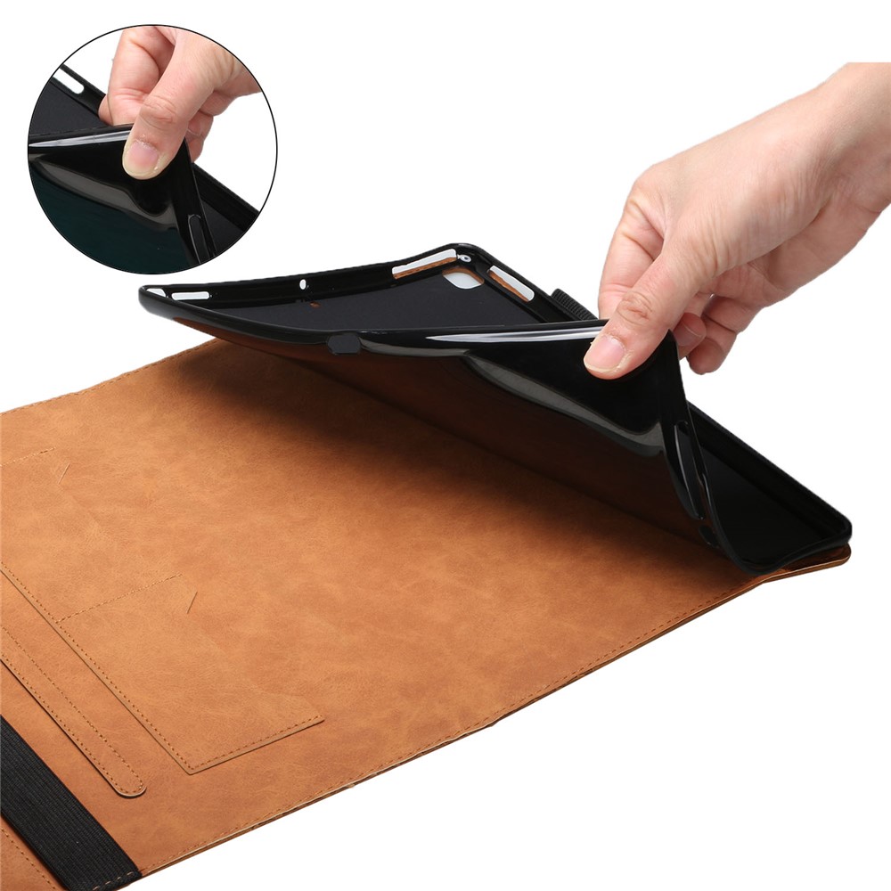 Multi-Color Rhombus Imprinting Skin-Touch PU Leather Tablet Protective Cover Case with Card Slots for Lenovo Tab M8 (FHD)/Tab M8 (2nd Gen) TB-8705F/8705X/8505X - Brown-6