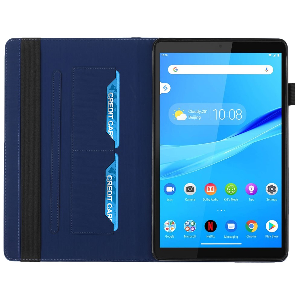 Multi-Color Rhombus Imprinting Skin-Touch PU Leather Tablet Protective Cover Case with Card Slots for Lenovo Tab M8 (FHD)/Tab M8 (2nd Gen) TB-8705F/8705X/8505X - Sapphire-5